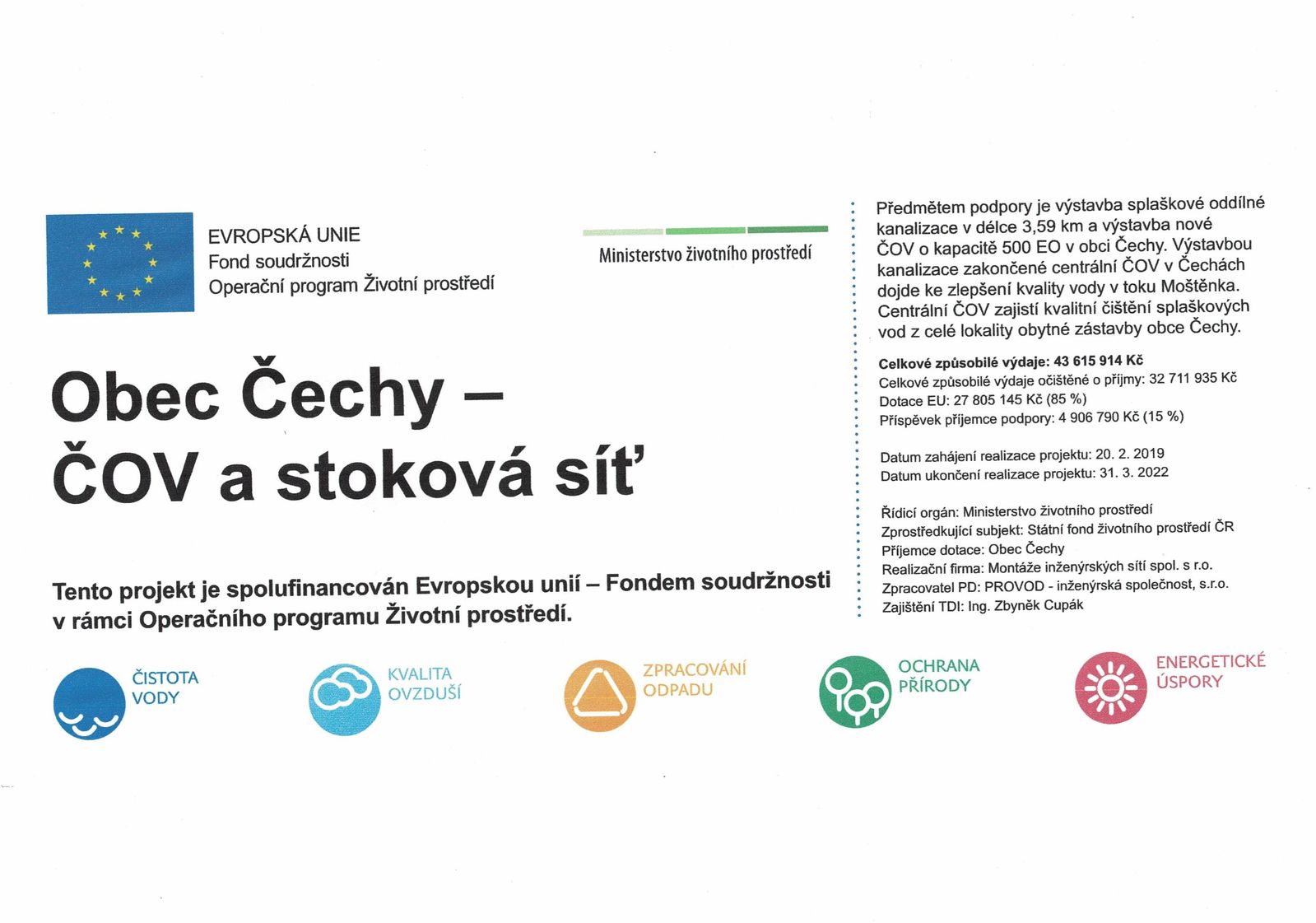 Obec Čechy - ČOV a stoková síť - propagace
