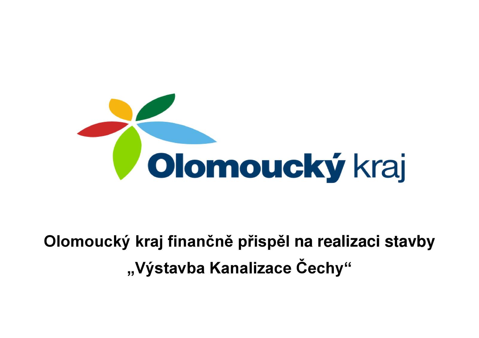 Olomoucký kraj přispěl na výstavbu Kanalizace Čechy